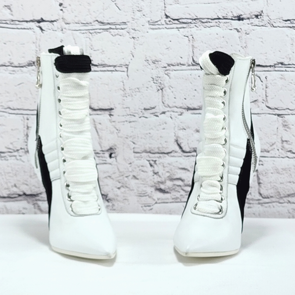 PUMA X FENTY – Leather ankle boot heels, approx. 3.75", white/black, size 5.5 - Picture 5 of 13